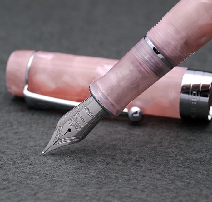 JINHAO 100 Fountain Pen with Ink Converter (Medium Nib 0.7mm, Sakura Pink with Silver Clip)