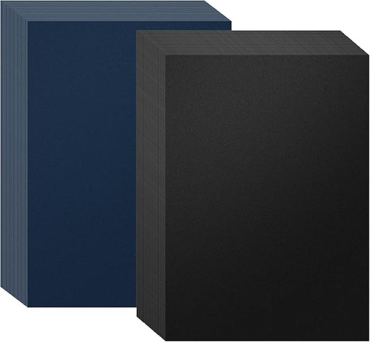 100 Pack Binding Covers Set, 8.5x11 Inches, Including 50 Pcs 12 Mil Navy Color Plastic Binding Covers, 50 Pcs 12 Mil, Black Color Plastic Binding Covers, Sand Textured