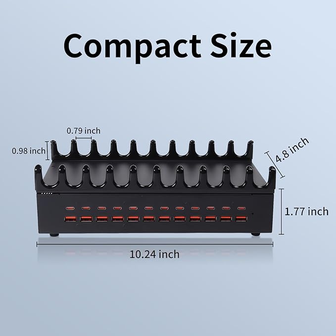 300W Charging Station for Multiple Devices - 24 Ports USB Fast Charging Station with Smart Power Delivery - Kindle, Phone, Tablet Charger Station for Home, Office, School
