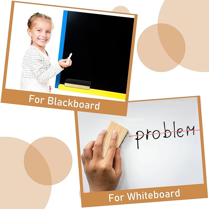 Fumete 108 Pcs Felt Chalkboard Erasers Bulk Back to School Classroom Supplies Wooden Chalk Eraser for Chalkboard Cleaner Duster for Markers White Black Boards Paint School Students Teachers