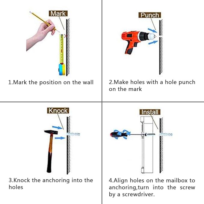 KYODOLED Key Lock MailBoxes for Outside, Locking Wall Mount Mailbox, Security Key Drop Box for Letters Newspapers, Cards, 12.4H x 8.54L x 3.35W Inches, Black