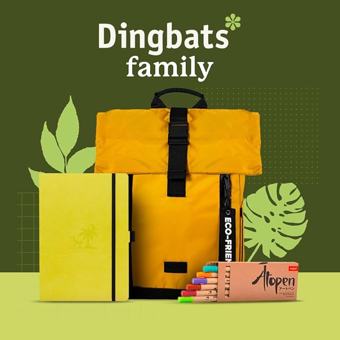 Dingbats* Earth Dotted Writing Journal Notebook A5 - Vegan Leather Hardcover - Ideal for Work, Travel - Pocket, Elastic Closure & Bookmark