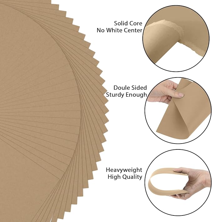 OcePor 100 Sheets Brown Cardstock Paper, Colored Printer Paper 8.5 x 11, Card Stock Thick Construction for Craft,Scrapbook,Office Printing, Invitations, Certificates,92 lb/250gsm