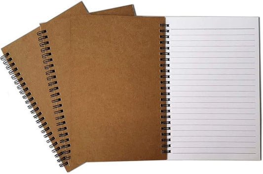 Spiral Notebook, College Ruled Notebooks, Thick Paper, 1 Subject, 3 Pack, 60 Sheets, 6''*8'' (Line Khaki)