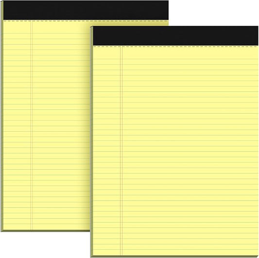 Legal Pads 8.5 x 11 Yellow Note Pads, 2 Pack College Ruled Notepads 8.5 x 11 Lined Paper, Yellow Notebook Paper Writing Pads 30 Sheets Per Legal Pads for Home Office School Supplies