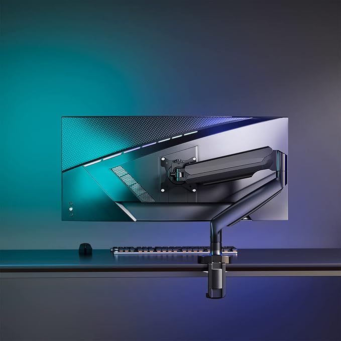 WALI Single Monitor Arm, Gas Spring Monitor Mount for Max 35 inches - 26.4 lbs Screen, Ultrawide Computer Monitors Stand with C Clamp and Grommet Base (GSMP001XL), Black