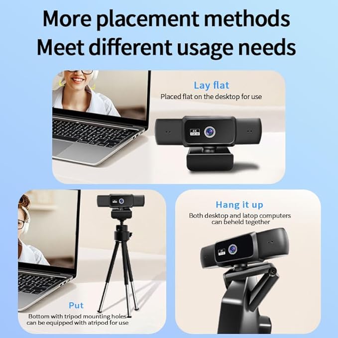 Hprosper 2K/5M Webcam with PC/Laptop/Mac, Computer Camera with Low-Light Correction/Beauty, AI Noise-Canceling Microphone, Adjustable Field of View, Built-in Privacy Shutter, Ideal for Meetings
