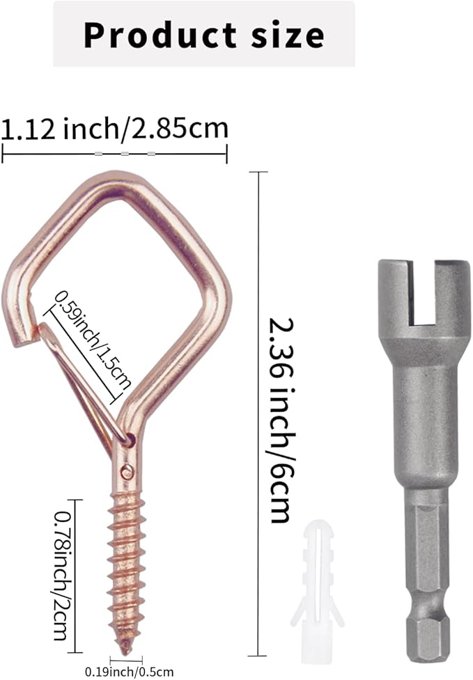 35PCS Eye Screw Hooks for Hanging Heavy Duty with Safety Buckle.Metal Ceiling Hooks for Hanging Plants,Cup,Wind Chime,Bird Feeders,String Lights at Indoor&Outdoor,2.36 Inches Rose Gold