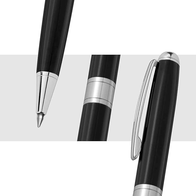 Cambond Black Pen Ballpoint Pens - Nice Pens Office Pen for Gift Business Men Police Flight Attendants Retractable Smooth Writing 1.0 mm Medium Point, 3 Pens with 3 Extra Refills (Black)