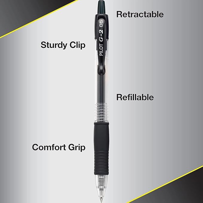 G2 Retractable Premium Gel Ink Roller Ball Pens Extra Fine Point (.5mm) Green Ink 5 pack; Refillable & Premium Comfort Grip Bundle with Plastic Reusable Pouch