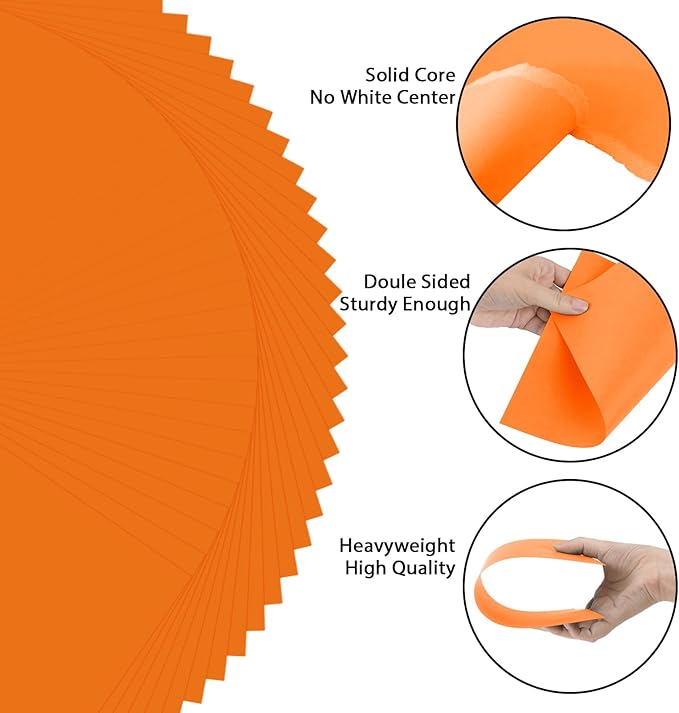 OcePor 100 Sheets Orange Cardstock Paper, Colored Printer Paper 8.5 x 11, Thick Construction for Cards Making, Scrapbook,Office Printing, Invitations, Certificates,DIY Crafting 92 lb/250gsm