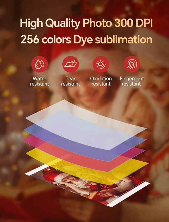 HPRT Photo Printer 4x6,+108Sheets&2ribbon,Instant Picture Printer for iPhone, Android, Smartphone,Portable Photo Printers for Home Use,Thermal Dye-Sublimation, AR Video Printing(White)