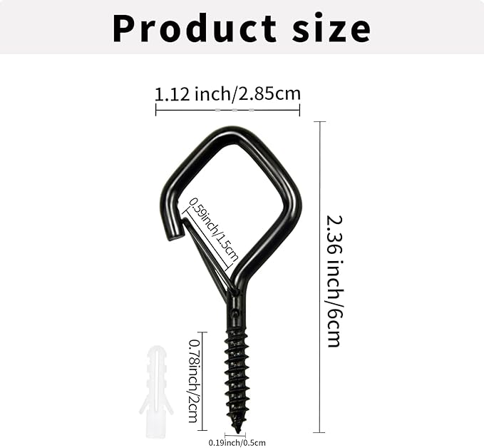 20PCS Eye Screw Hooks for Hanging Heavy Duty with Safety Buckle.Metal Ceiling Hooks for Hanging Plants,Cup,Wind Chime,Bird Feeders,String Lights at Indoor&Outdoor,2.36 Inch(No Drill Bit)