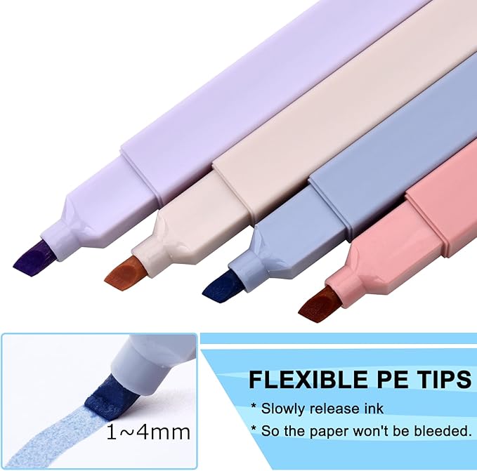 12 Packs Aesthetic Highlighters, Assorted Colors With Soft Chisel Tip,No Bleed Bible Highlighter Pastel, Cute Highlighters