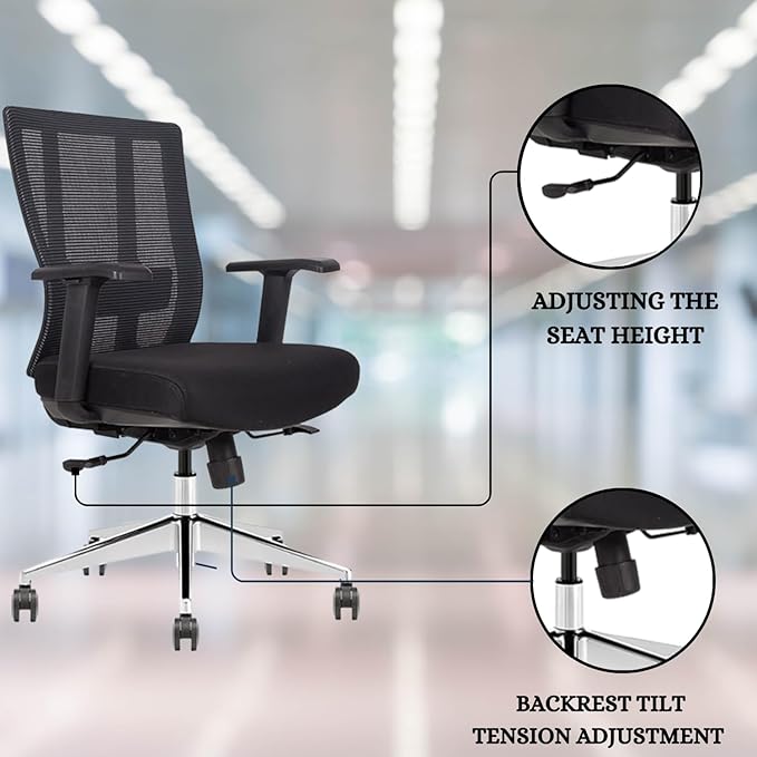 Ergonomic Conference Room Chair Mesh Back with Seat Slide - Adjustable Lumbar Support Computer Desk Chair with Height Adjustable Arms - 5-Star Polished Aluminum Base (Pack of 6)