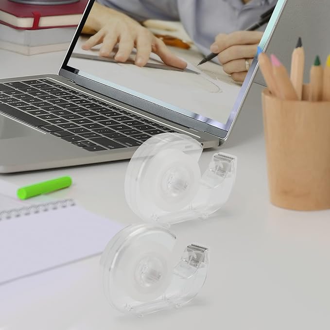 Transparent Tape with Dispenser, 0.7 in x 1000 in Clear Tapes and Refillable Dispensers, Office Tape Rolls with Dispenser Bulk for Craft Jobs, Gift Wrapping, Repairing, Home and School (48)