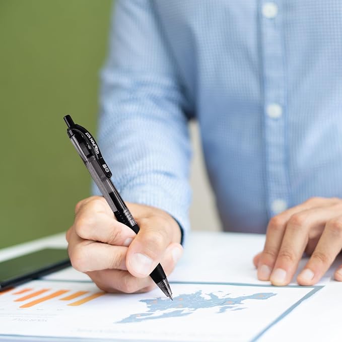 EYEYE G-103 Retractable Gel Pens Black 50 Pack, 0.5mm Extra Fine Point Ink Pen Quick Dry, Ballpoint Pen Fine Point Smooth Writing Pens for for Office School Supplies