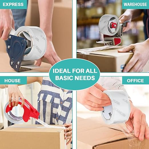 KAMOTA Packing Tape, 12 Rolls Heavy Duty Clear Packaging Tape for Shipping Packaging Moving Sealing, 2 inches Wide, 65 Yards Per Roll, Total 780 Yards with 2 Dispensers