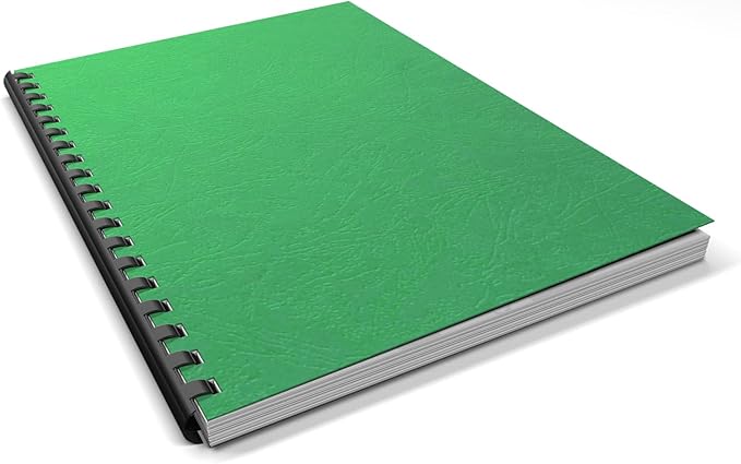 Binditek 100 Pack Grain Texture Paper Binding Presentation Covers, Letter Size, 13Mil, 90lb, 8.5 x 11 Inches, Un-Punched, Green