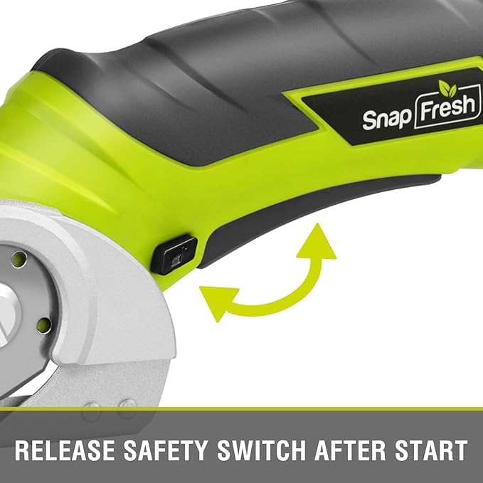 SnapFresh Cordless Electric Scissors, 4V Electric Mini Box Cutter, Carpet & Cardboard Cutter Tool with a Replacement Blade/Charger, Rotary Cutter for Cardboard Packages Leather Plastic (Green)