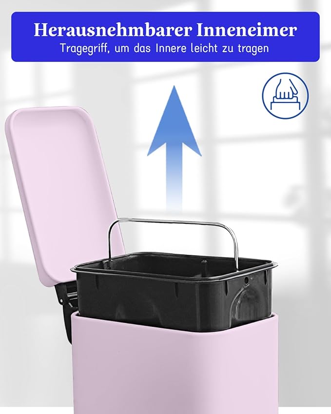 JM.YIPENG Bathroom Rubbish Bin, 5 Litre Cosmetic Bin, Small Waste Bin with Soft Close Lid, Bathroom Bin for Toilet, Bathroom, Bedroom, Living Room, Pink