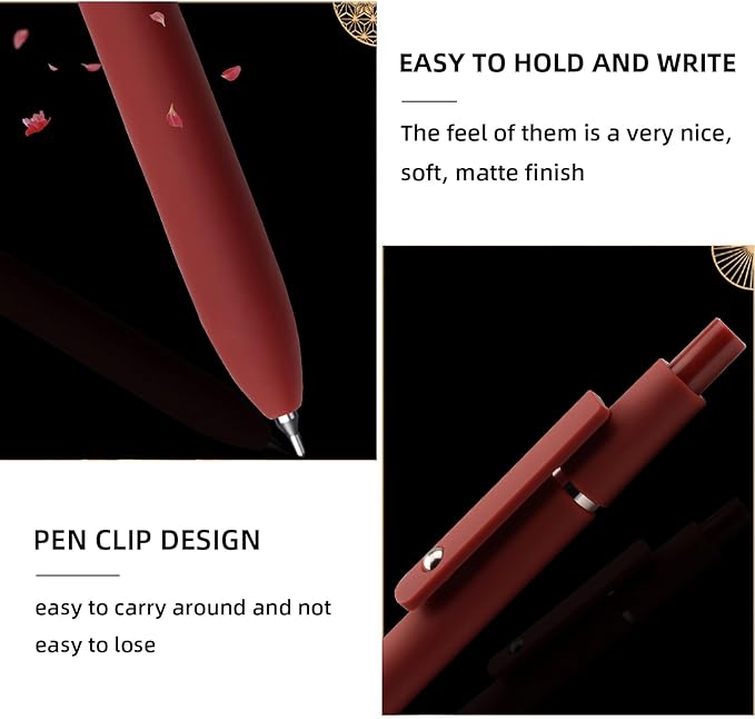 Gel Pens, 5 Pcs 0.5mm Fine Point Smooth Writing Pens Cute Pens, High-End Series Black Ink Pens for Journaling Note Taking, School Office Supplies for Women Men (5 Pcs Vintage)