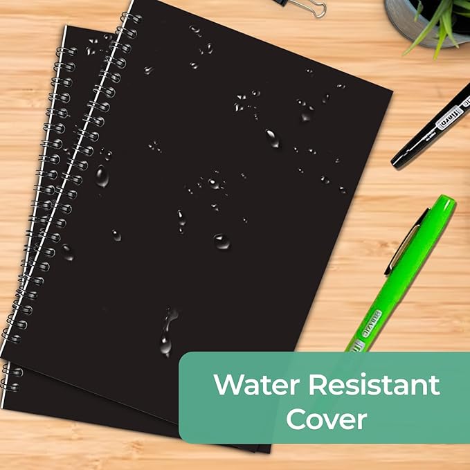 Bulk Spiral Notebook, 48 Pack, Unlined Journal, 5.8 x 8.3, 120 Pages (60 Sheets), 100 GSM Paper, No-Bleed, Black Cover Drawing Notebooks, Unlined Sketch Pad for Writing, Note Taking Travel