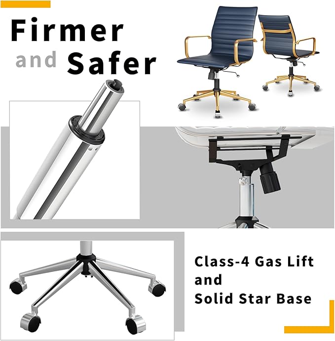 Chair, Desk Computer Chair ,with Armrests ,Ergonomic Office Chair for Home and Office, 17.32 x 22.83 x 35.43 inches, Multiple Colors (Gold Navy)