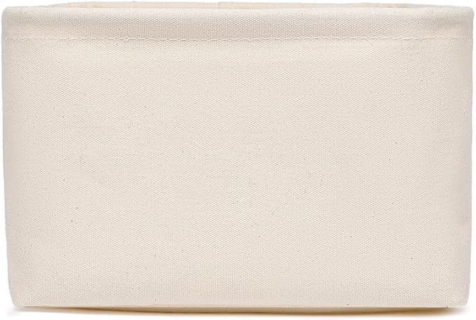 Foldable Storage Bins with Lids Cotton Canvas Rectangular Storage Box Ideal for Organization Lightweight and Durable (11.22 x 2.95 x 4.72)