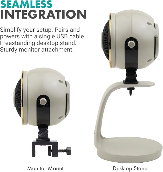 Movo WebMic HD Pro All-in-One Webcam with Mic and Ring Light in Pearl White- 1080p HD Camera, Pro Cardioid Condenser Microphone, LED Ring Light -HD Webcam For Streaming, Video Calls, Recording, Gaming