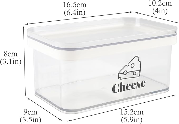 Cheese Container for Refrigerator Airtight Creamer Container with Lid Cream Cheese Sliced Cheeses Box Meat and Cheeses Saver for Fridge Keeper Cream Block Shredded Sliced Storage Box Holder