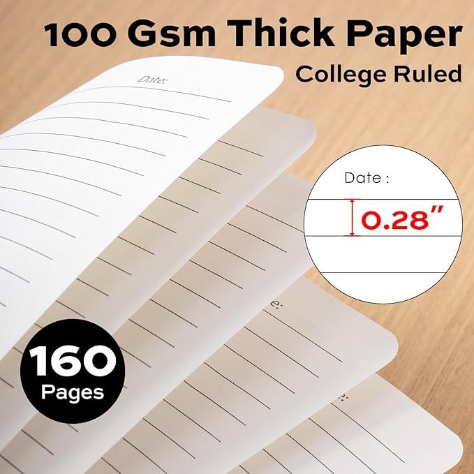 Deli 3-Pack Lined Spiral Journal Notebook Black, 160 Pages, A5 (5.5"x8") Hardcover Writing Notebook, College Ruled Spiral Bound Journal for Women & Men - Perfect for Work, School, Office & Note Taking
