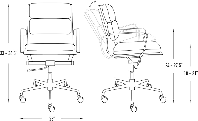 Laura Davidson Furniture SOHO II Padded Management Office Chair - Mid Back Desk Chair with Arm Rest, Swivel & Cushion Availability, Made of Faux Leather, Orange, Computer Chair
