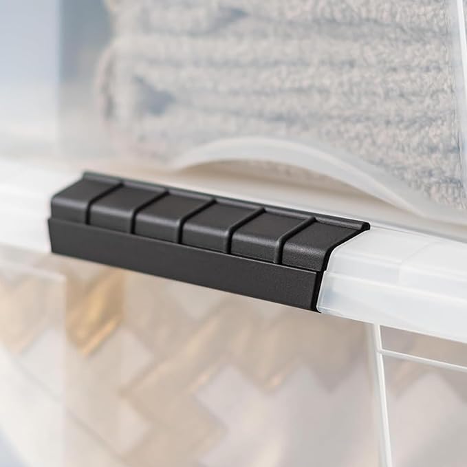 IRIS USA 40 QT Plastic Storage Box with Lid and Latches - 6 Pack - BPA-Free, See-Through Organizing Solution, Durable Nestable Stackable Containers, Secure Pull Handle - Clear