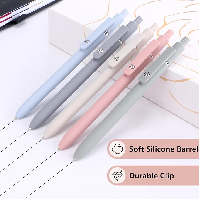 ITAWIXS Aesthetic Gel Ink Pens, 5pcs Fine Point Smooth Writing Pens, Office Desk Accessories, Cute Morandi Pens for journaling School Office Supplies, Gifts for Women and Men