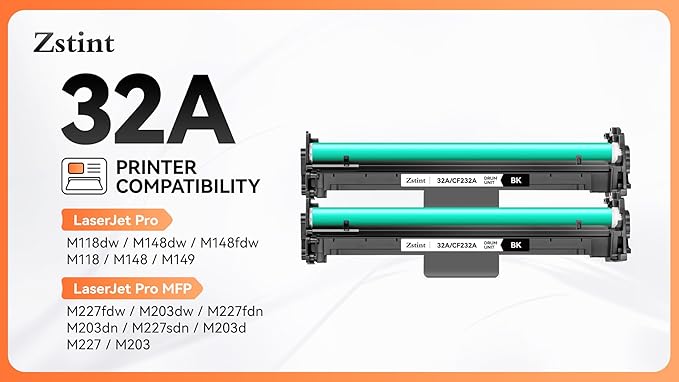 32A CF232A Drum Unit(Not Toner Black 2-Pack Replacement for HP 32A CF232A Imaging Drum Laserjet Pro MFP M227fdn M227fdw M227sdn M203dn M203dw M118dw M148dw M148fdw M149fdw M203 M206 M227 M230 Printer