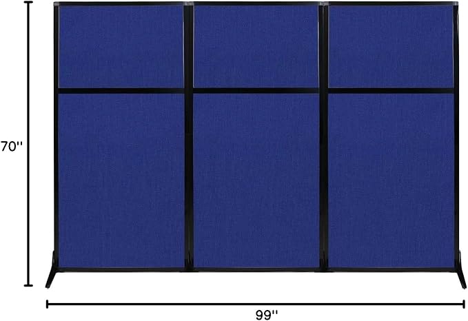 Versare Workstation Partition | Portable Wall Divider | Modern Office Cubicle | Free Standing Privacy Screen | Flexible Work Space | 99" x 70" Royal Blue Fabric Panels