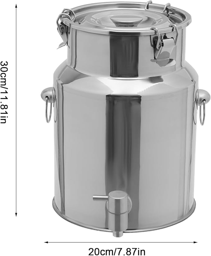 Beverage Dispenser & Stainless Steel Milk Can, 10L/2.64Gal 304 Stainless Steel Drink Dispenser with Spigot and Locking Lid, Multi-Purpose Portable Container for Milk Wine Oil Juice and Party Serving