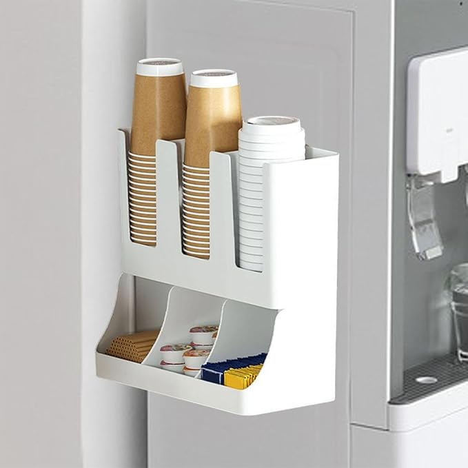 Fenteer Coffee Station Organizer Holder for Counter,6 Compartment,Upright,Cup and Condiment Station Storage Basket for Breakroom