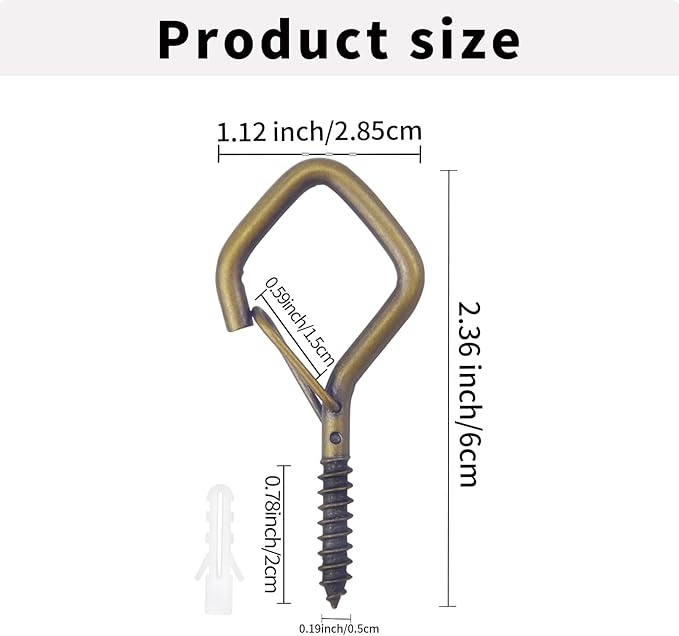 20PCS Eye Screw Hooks for Hanging Heavy Duty with Safety Buckle.Metal Ceiling Hooks for Hanging Plants,Cup,Wind Chime,Bird Feeders,String Lights at Indoor&Outdoor,2.36 Inch(No Drill Bit)