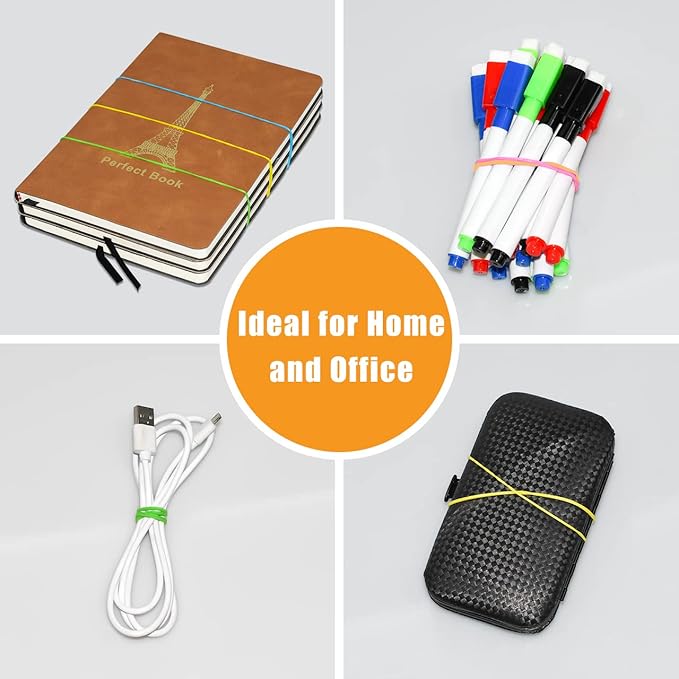 JIKIOU Multicolor Rubber Bands for School Home Office, 280PCS Colored Elastics Bands, Assorted Color Rubber Bands(Unstretched Diameter:1-1/2inch,Red,Yellow, Blue,Green,Pink,Purple,Orange)