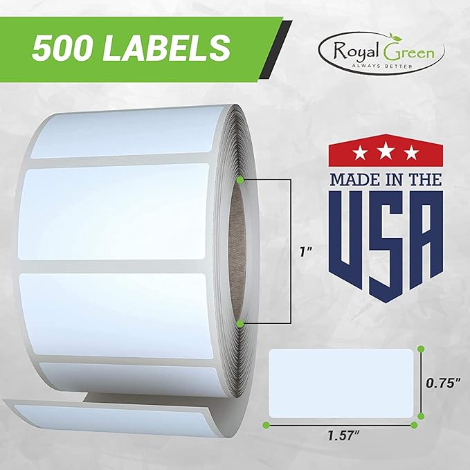 Royal Green Rectangular Color Coding Sticker Roll - Write On Labels for Folders, Organizing & More, 1.57" x 0.75" Stickers to Write On Name Tags for Office Supplies & Organization, 500-Pack (Green).