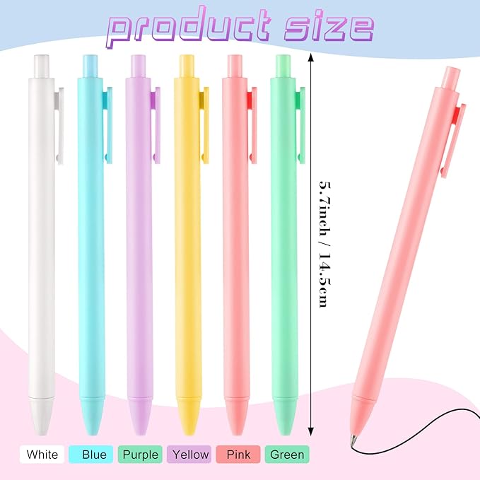 Yexiya 150 Pcs Retractable Gel Ink Pens Bulk Cute Pastel Gel Ink 0.5mm Fine Point Macaron Style Writing Cute Black Pens for Smooth Writing Journaling Taking Notes School Office Home