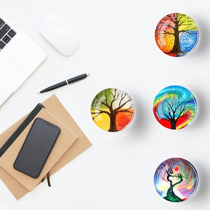 12Pcs Glass Refrigerator Magnet Fridge Sticker,Life Tree Crystal Fridge Magnets Decoration for Crafts,Strong Fridge Magnets for Kitchen, School,Office Whiteboard, Cabinet and Dishwasher (Life Tree)