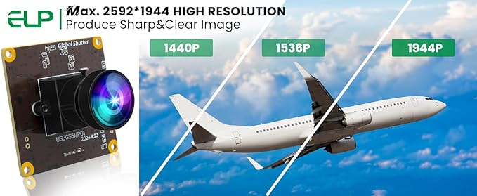 ELP 5MP Global Shutter 50fps USB Fisheye Camera for Computer, Laser Engraver, Live Streaming - 170 Fisheye Lens