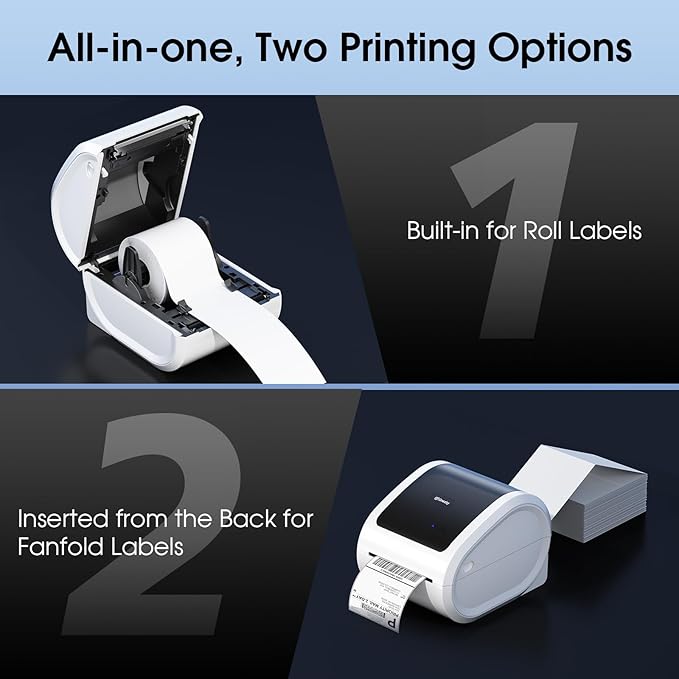 Bluetooth Shipping Label Printer 4x6 - D520BT Bluetooth Thermal Label Printer for Small Business, Shipping Packages, Compatible with USPS, Shopify, Amazon