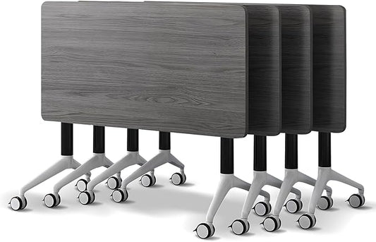 Conference Room Table with Flip-Top Design for Dynamic Meetings, Business Table Computer Desk with Heavy-Duty Frame,Foldable Seminar Meeting Tables for Home Office (4, B, 61IN)
