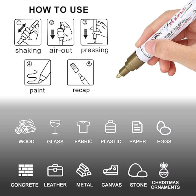 Overseas Permanent Paint Markers Pens - 3 Pack Red Oil Based Paint Pens, Medium Tip, Quick Drying and Waterproof Marker Pen for Metal, Rock, Wood, Fabric, Plastic, Canvas, Mugs, Stone, Glass