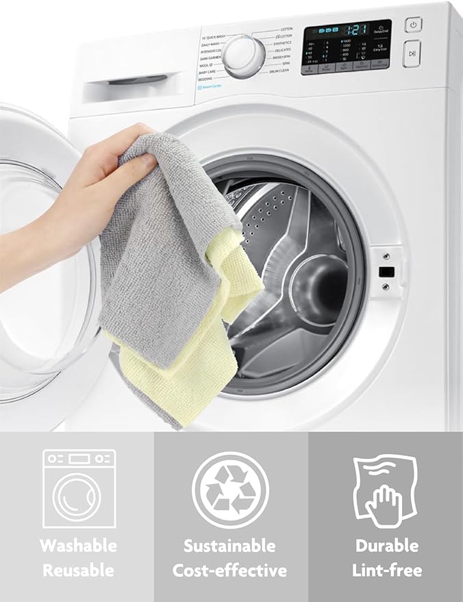 Fantasticlean Microfiber Cleaning Cloth Roll -40 Pack, Tear Away Microfiber Towels, 12" x 12", Reusable, Washable, Scratch Free, Ultra Absorbent Dish Rags for Car, Home, Garage or Shop (Beige)