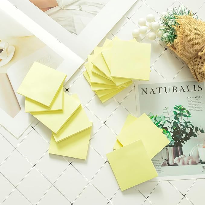 (16 Pack) Sticky Notes 3x3 in Yellow, Sticky Pads, Recyclable, Self-Stick Pads, Easy to Stick for Home, Office, Notebook